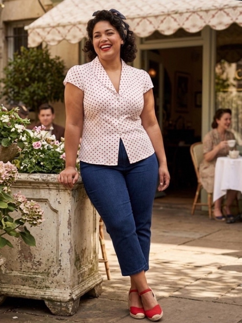 Love Notes Pink Blouse with Red Polka Dots